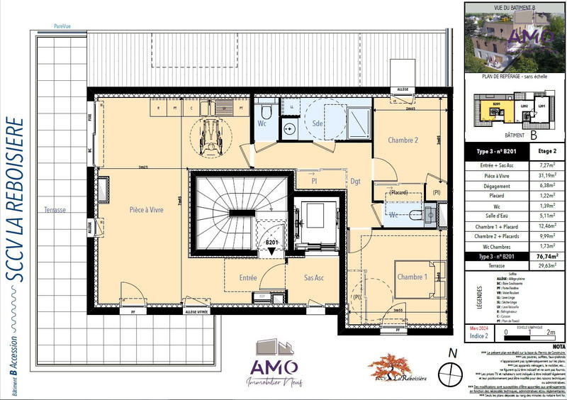 Appartement - 77 m² - 3 pièces