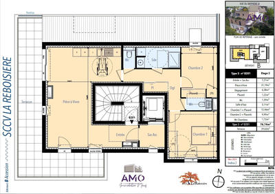 Appartement - 77 m² - 3 pièces