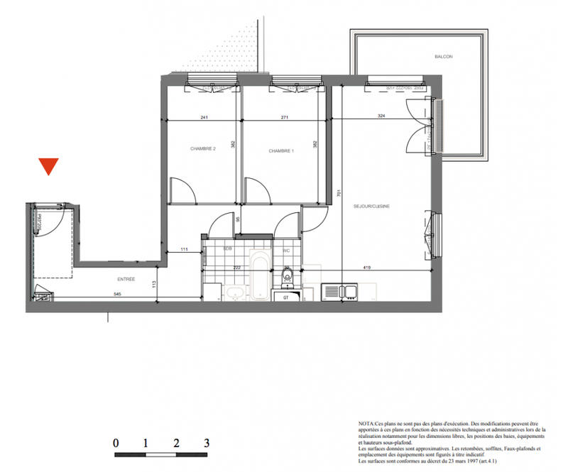 Appartement - 65 m² - 3 pièces