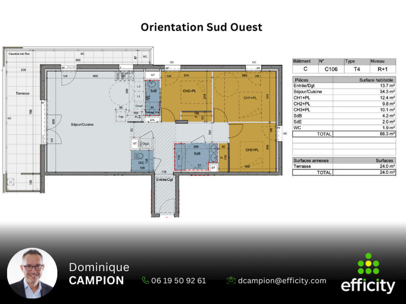Appartement - 88 m² - 4 pièces