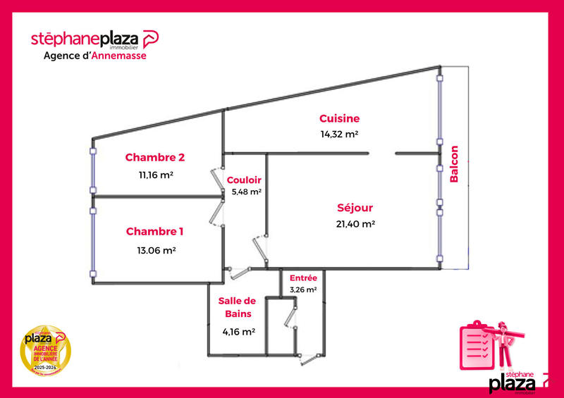 Appartement - 74 m² - 3 pièces