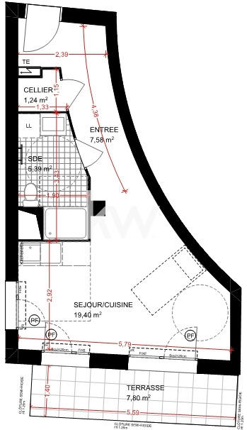 Appartement - 34 m² - 2 pièces