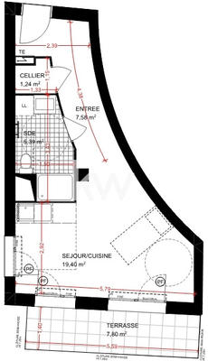 Appartement - 34 m² - 2 pièces