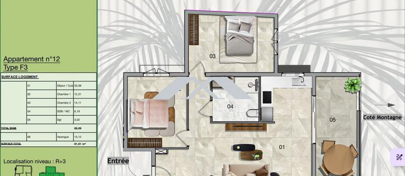 Appartement - 68 m² - 3 pièces