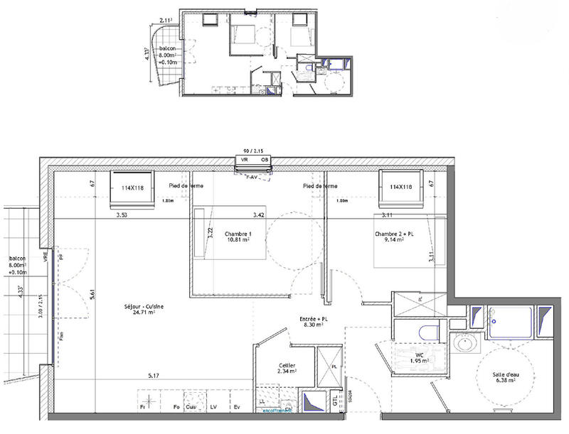 Appartement - 64 m² - 3 pièces