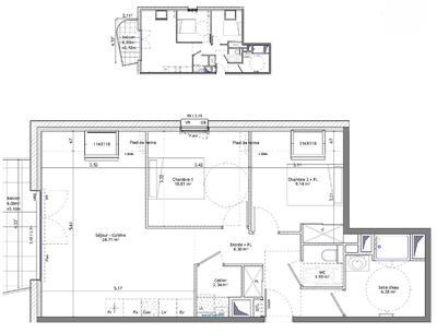 Appartement - 64 m² - 3 pièces