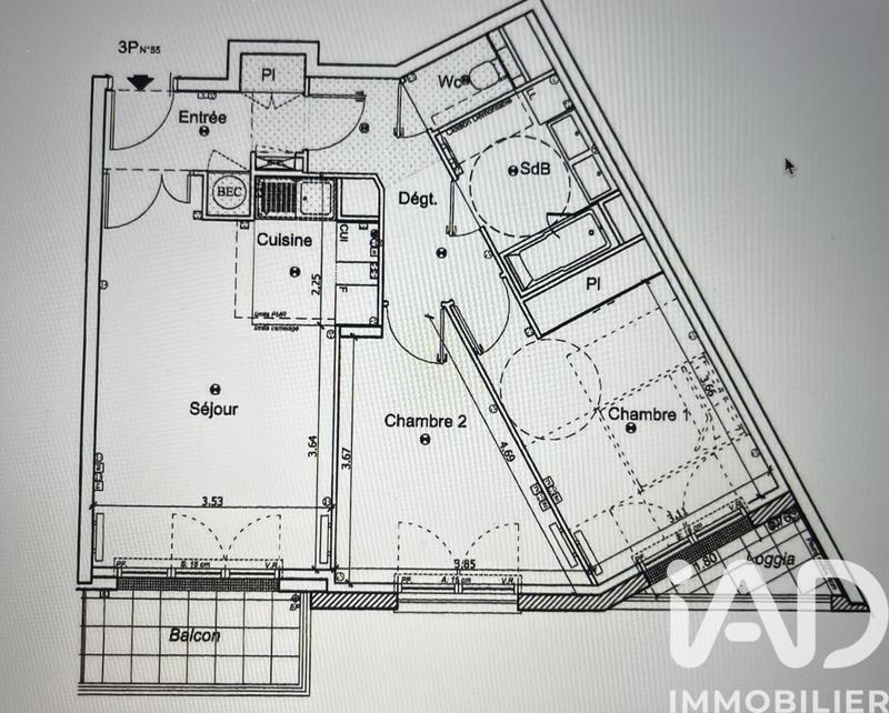 Appartement - 63 m² - 3 pièces