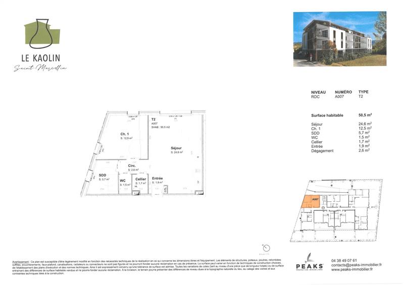 Appartement - 50 m² - 2 pièces