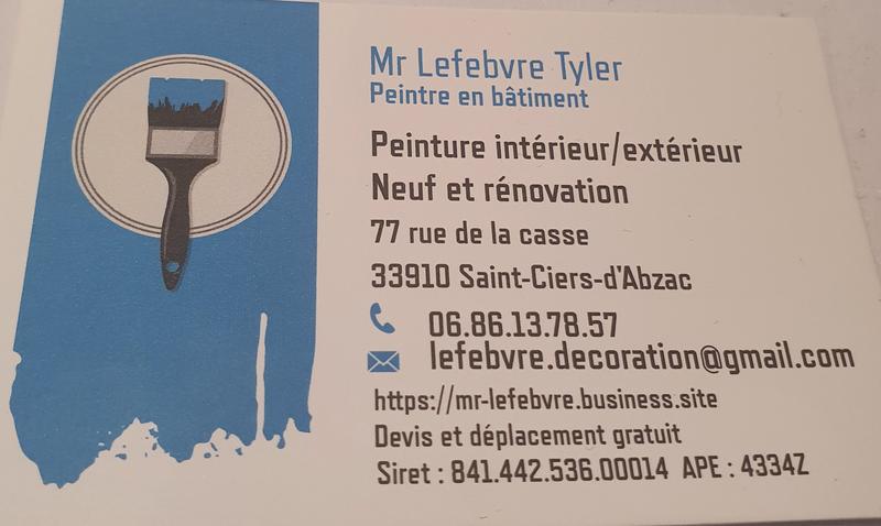 Tyler Lefebvre Artisan Peintre en Bâtiment