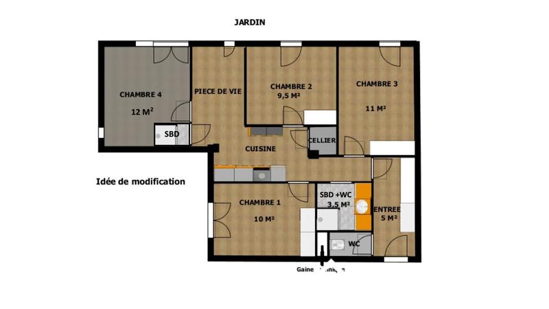 Chambre - 12 m² - 1 pièce