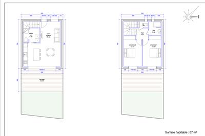 Maison - 67 m² - 3 pièces