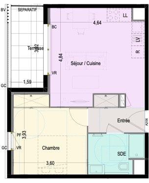 Appartement - 43 m² - 2 pièces