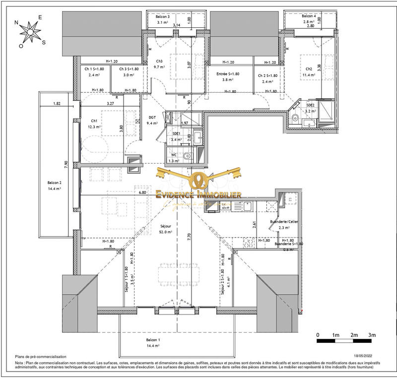Appartement - 105 m² - 4 pièces