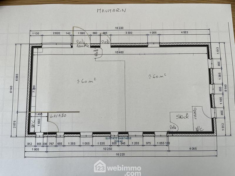 Bureau - 120 m² - 1 pièce