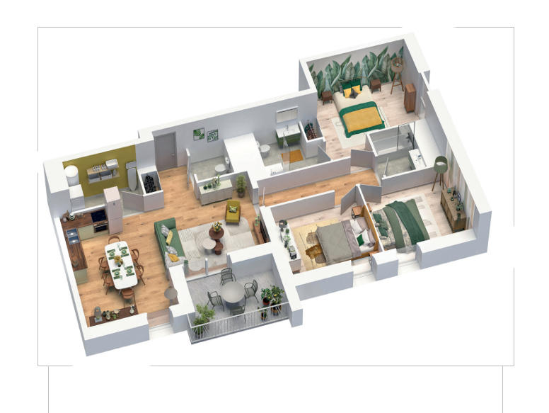 Appartement - 66 m² - 3 pièces