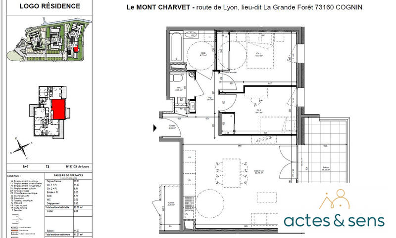 Appartement - 64 m² - 3 pièces