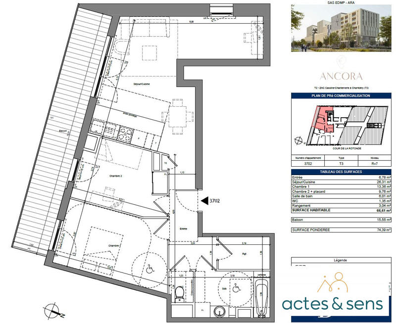 Appartement - 67 m² - 3 pièces