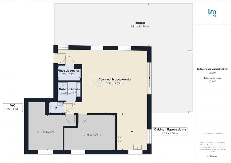 Appartement - 77 m² - 3 pièces