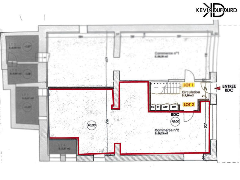 Local commercial - 66 m² - 2 pièces