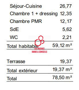 Appartement - 59 m² - 3 pièces