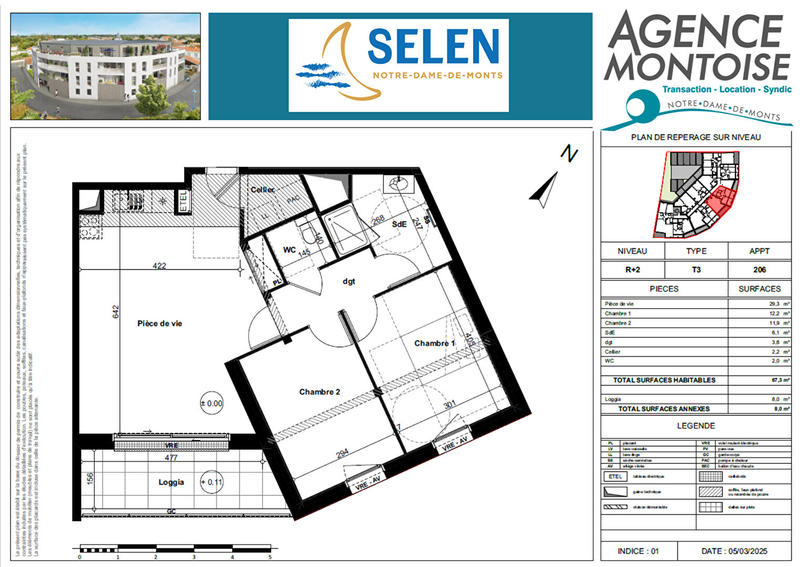 Appartement - 67 m² - 3 pièces