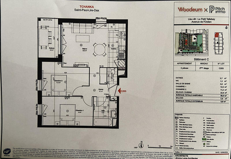 Appartement - 58 m² - 3 pièces