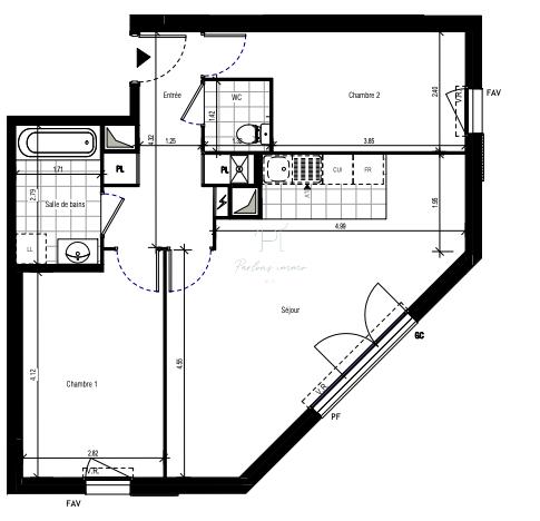 Appartement - 62 m² - 3 pièces