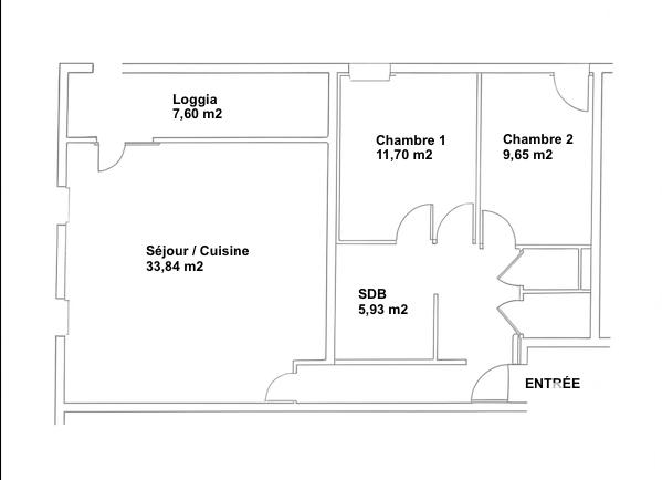Appartement - 74 m² - 3 pièces