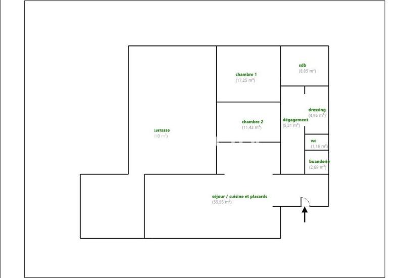 Appartement - 107 m² - 3 pièces
