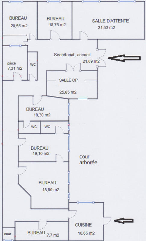 Bureau - 258 m² - 7 pièces