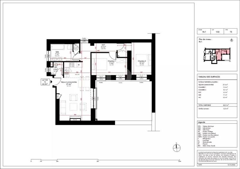 Appartement - 66 m² - 3 pièces