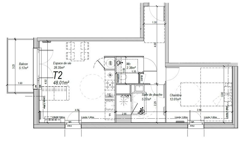 Appartement - 48 m² - 2 pièces