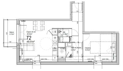 Appartement - 48 m² - 2 pièces