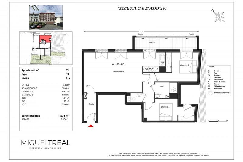 Appartement - 70 m² - 3 pièces