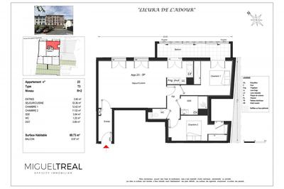 Appartement - 70 m² - 3 pièces