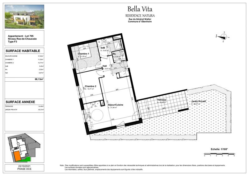 Appartement - 68 m² - 3 pièces