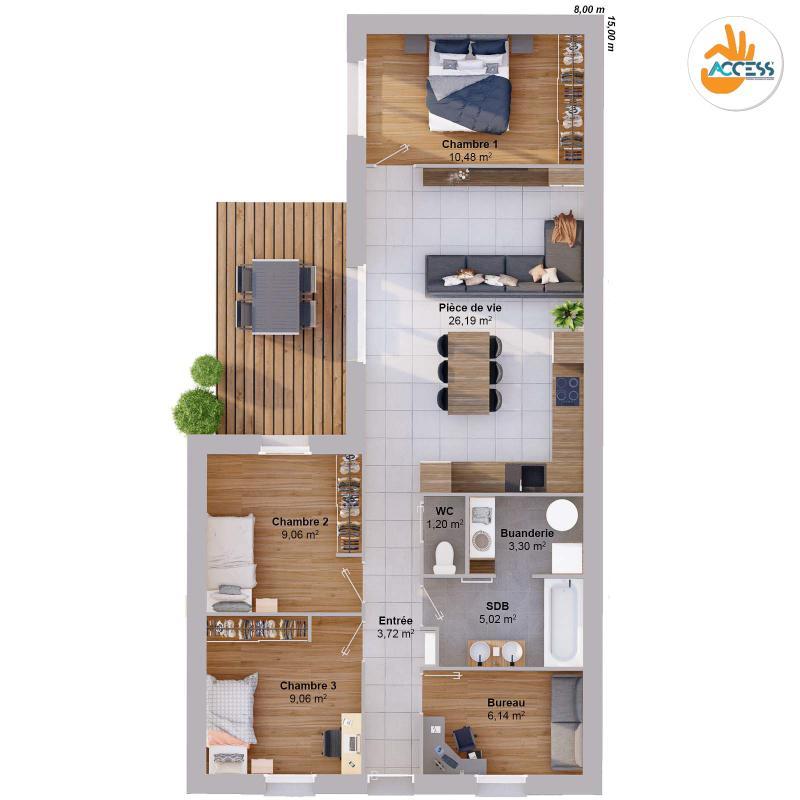 Maison - 76 m² - 6 pièces