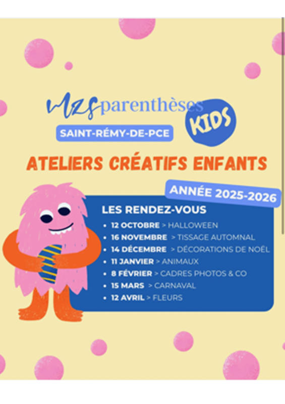 Ateliers créatifs enfants 2025 - Parenthèses Kids