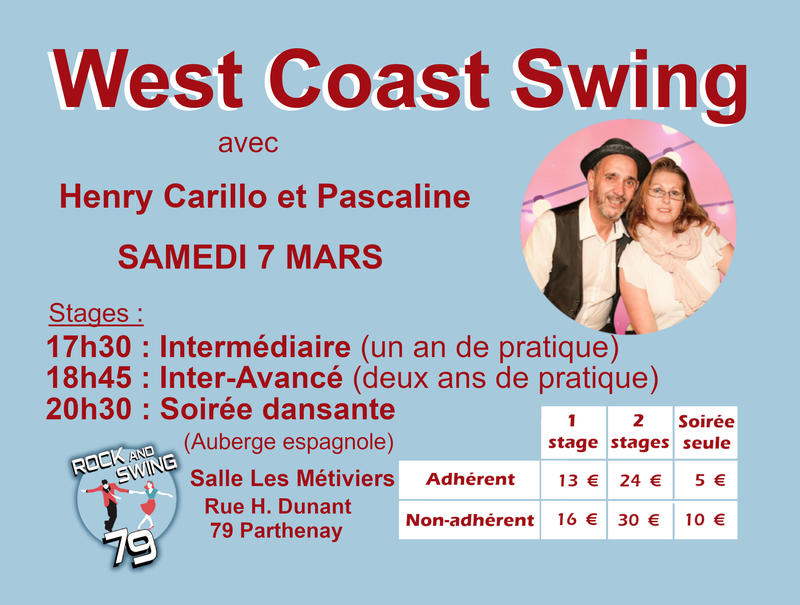Danse stages de West Coast Swing et soirée dansante