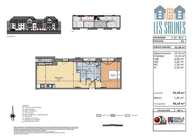 Appartement - 51 m² - 2 pièces