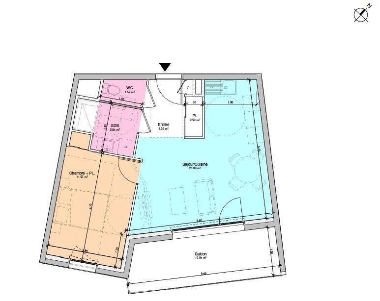 Appartement - 46 m² - 2 pièces