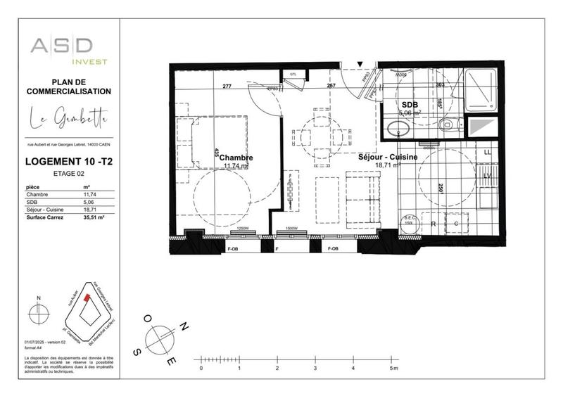 Appartement - 35 m² - 2 pièces