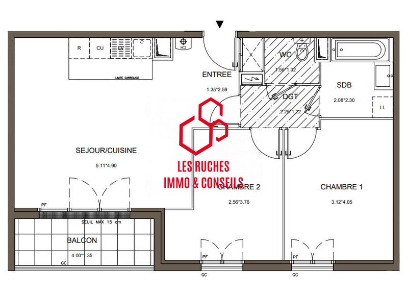 Appartement - 61 m² - 3 pièces
