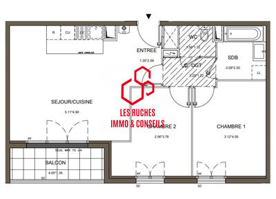 Appartement - 61 m² - 3 pièces