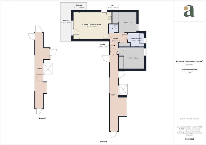 Appartement - 59 m² - 3 pièces