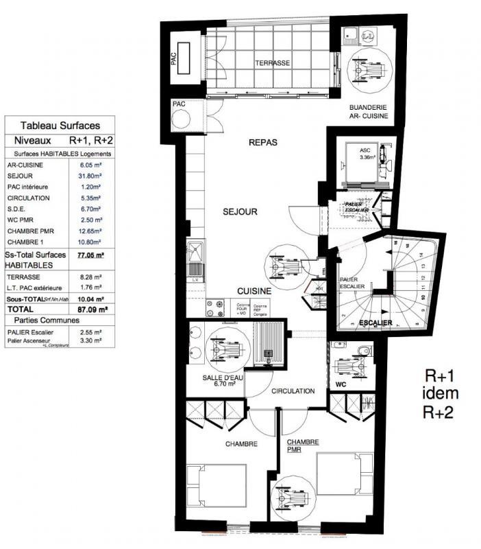 Appartement - 77 m² - 3 pièces