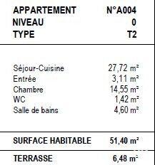 Appartement - 51 m² - 2 pièces