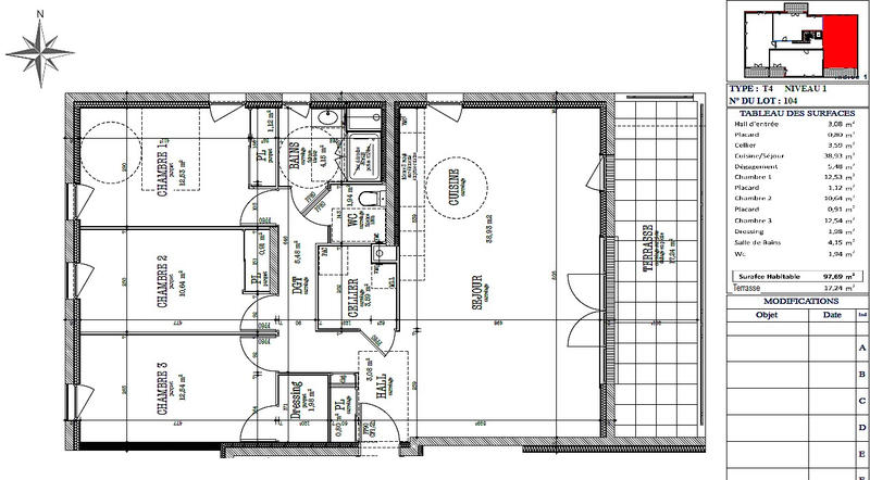Appartement - 74 m² - 3 pièces
