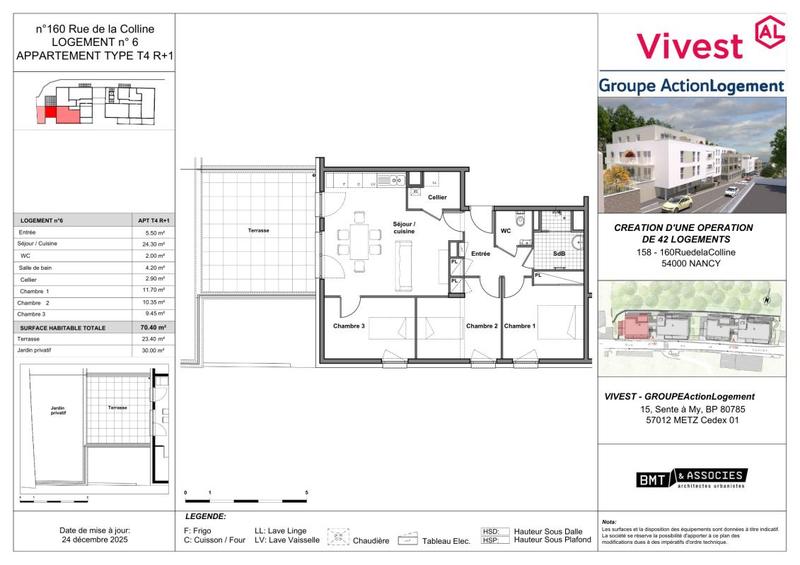 Appartement - 70 m² - 4 pièces