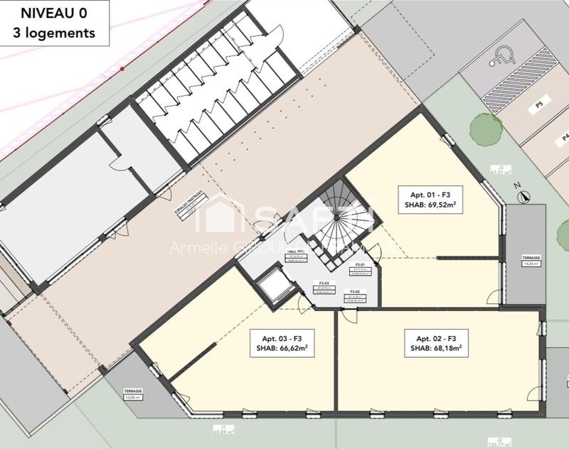 Appartement - 68 m² - 3 pièces